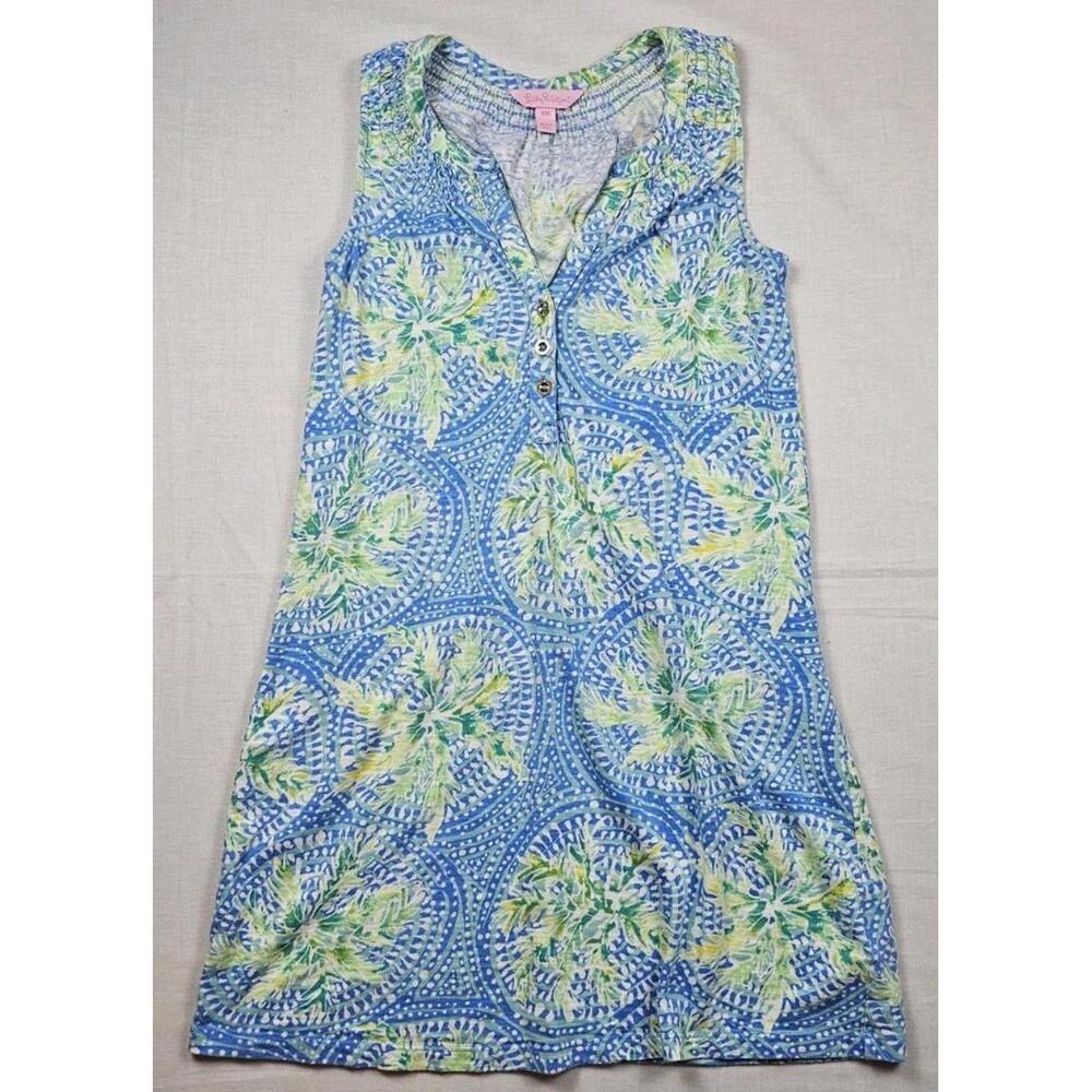 Lilly Pulitzer Essie Shift Henley Dress XXS Tropic Like It's Hot Bennet Blue EUC